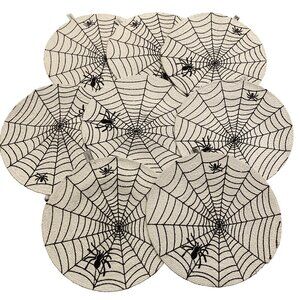 Storehouse Spider Web Placemats Halloween Set Of 8 Black and White